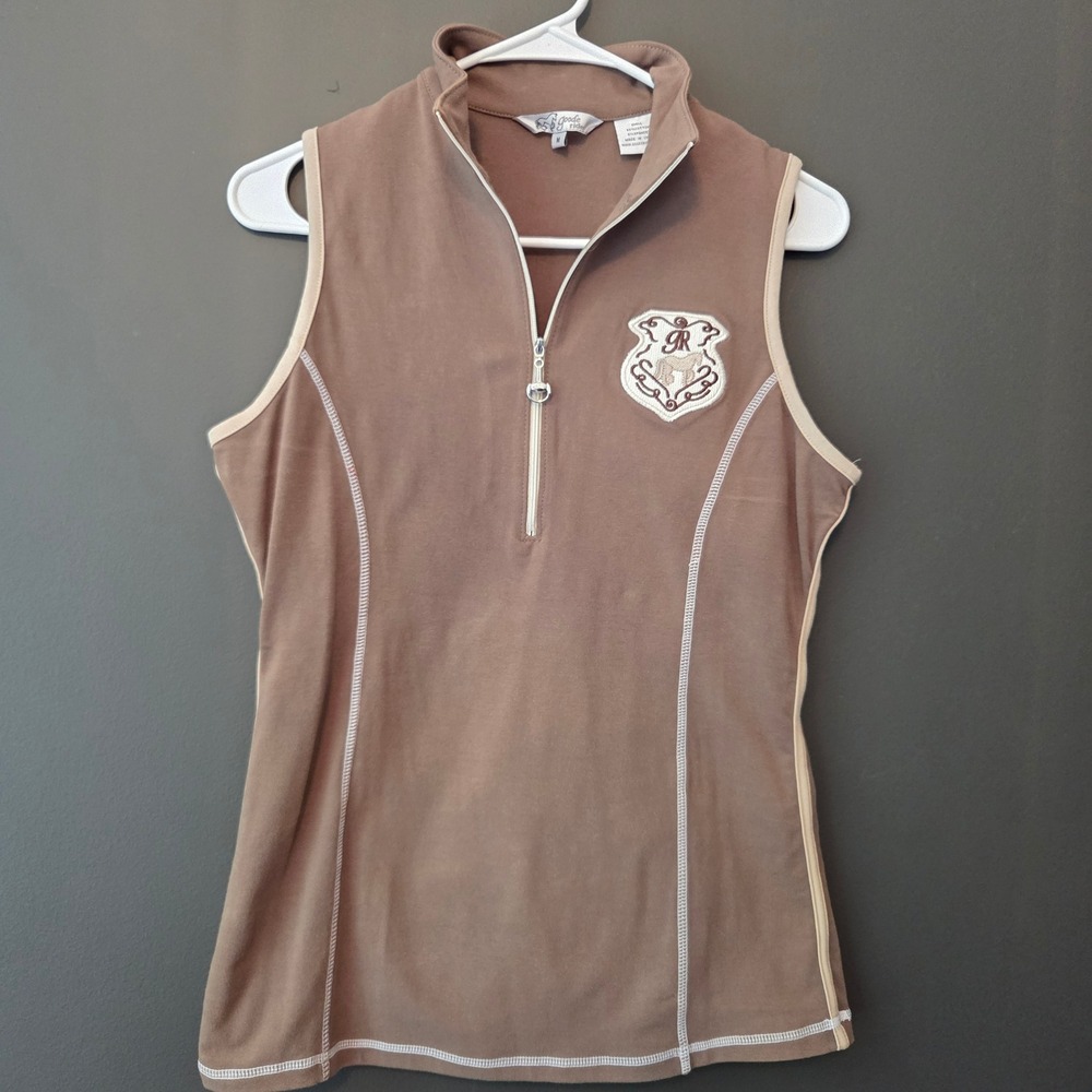 Goode Rider‎ Ideal Show Tank Brown Quarter Zip Equestrian Sleeveless Top Size M